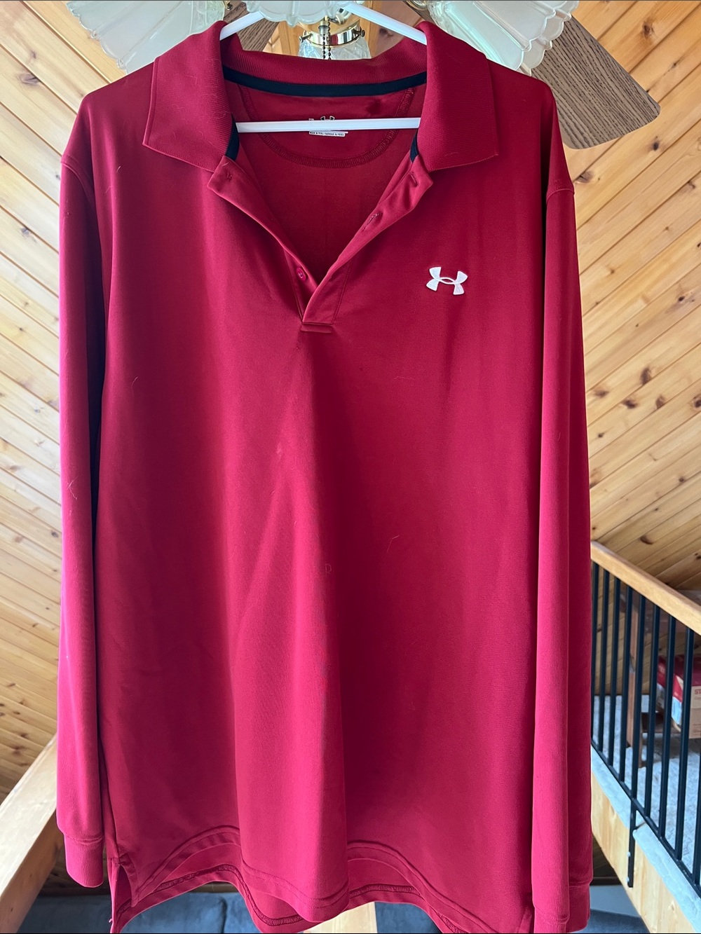 Under Armour Men’s Long Sleeve Polo - Red with White Logo